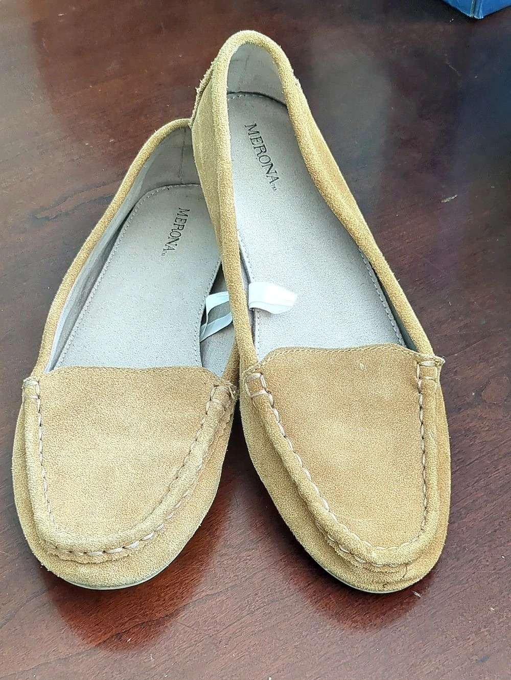 Merona Suede Leather Moccasin Loafers Brown US 8